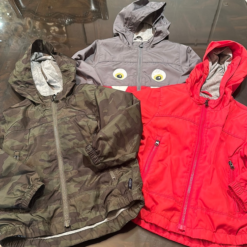 Baby Gap Toddler Boys Jersey Lined Windbreaker Jacket lot of 3 size 3T